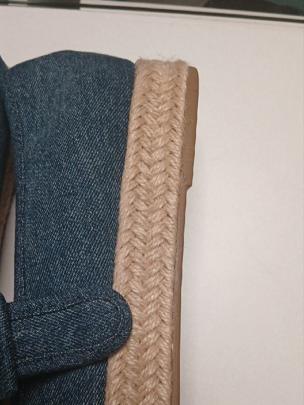 me too Denim Mary Jane Espadrille in Blue with Braided Rope Platform - Picture 4 of 7